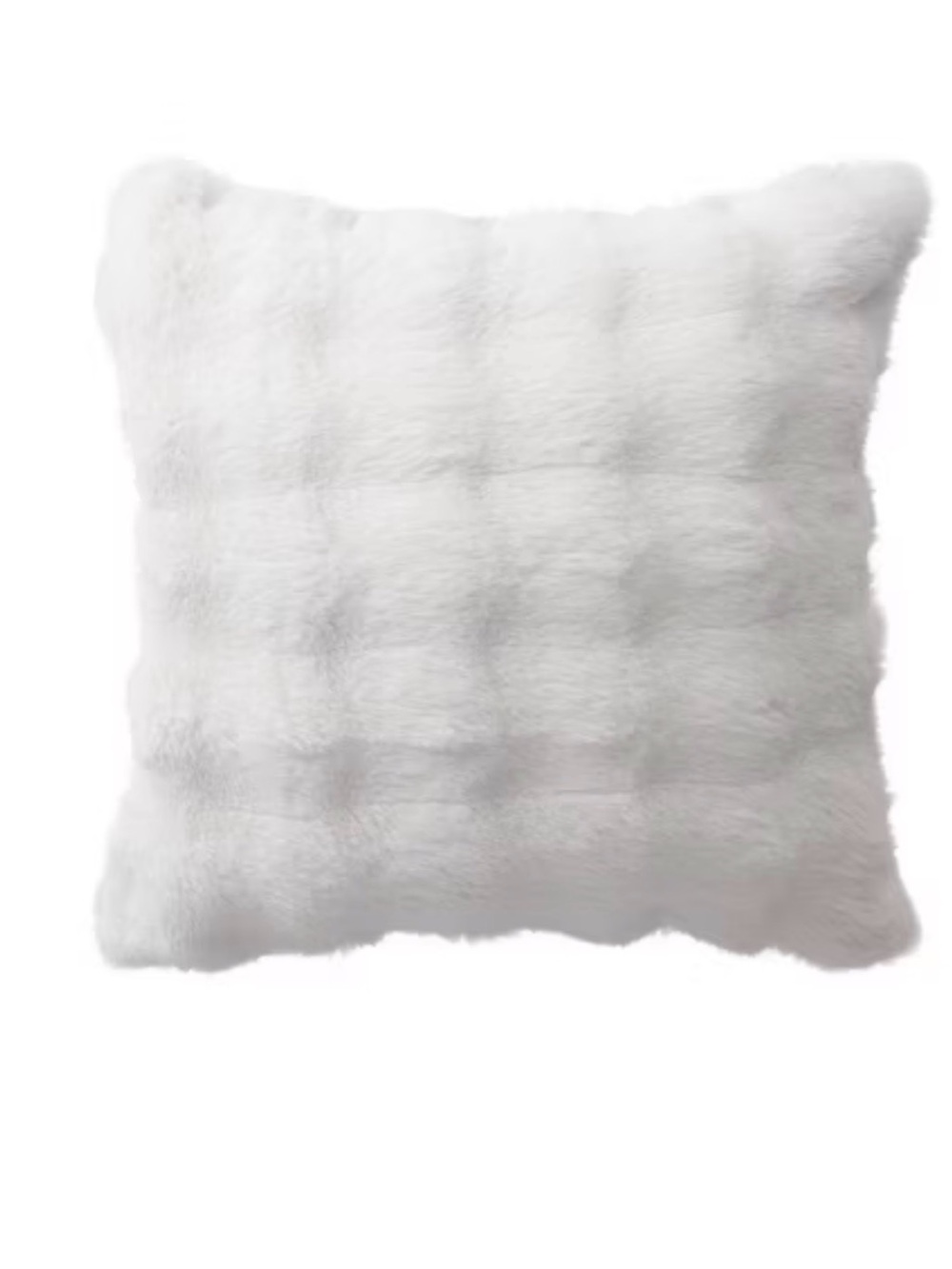 Luxury White Faux Fur Square Throw Pillow - Soft Decorative Cushion